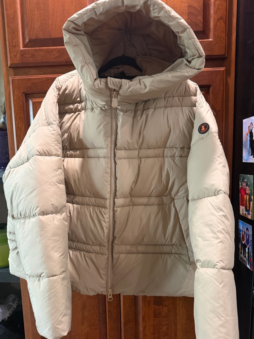 SAVE THE DUCK Hooded Puffer Jacket - Cream/gold - Picture 1 of 9